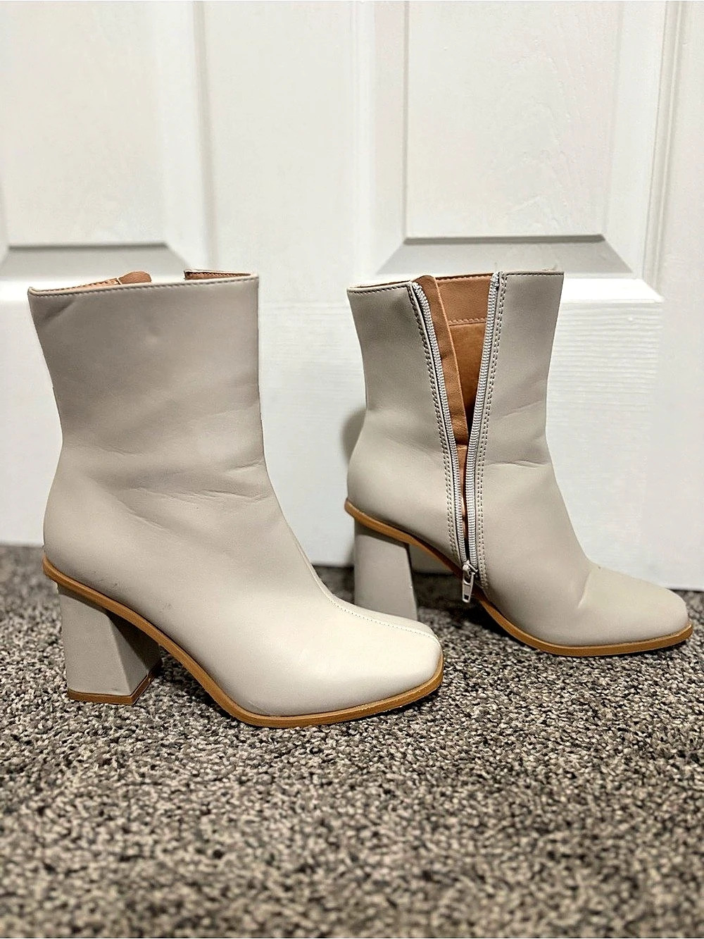 Gray Heeled Ankle Boots Like New